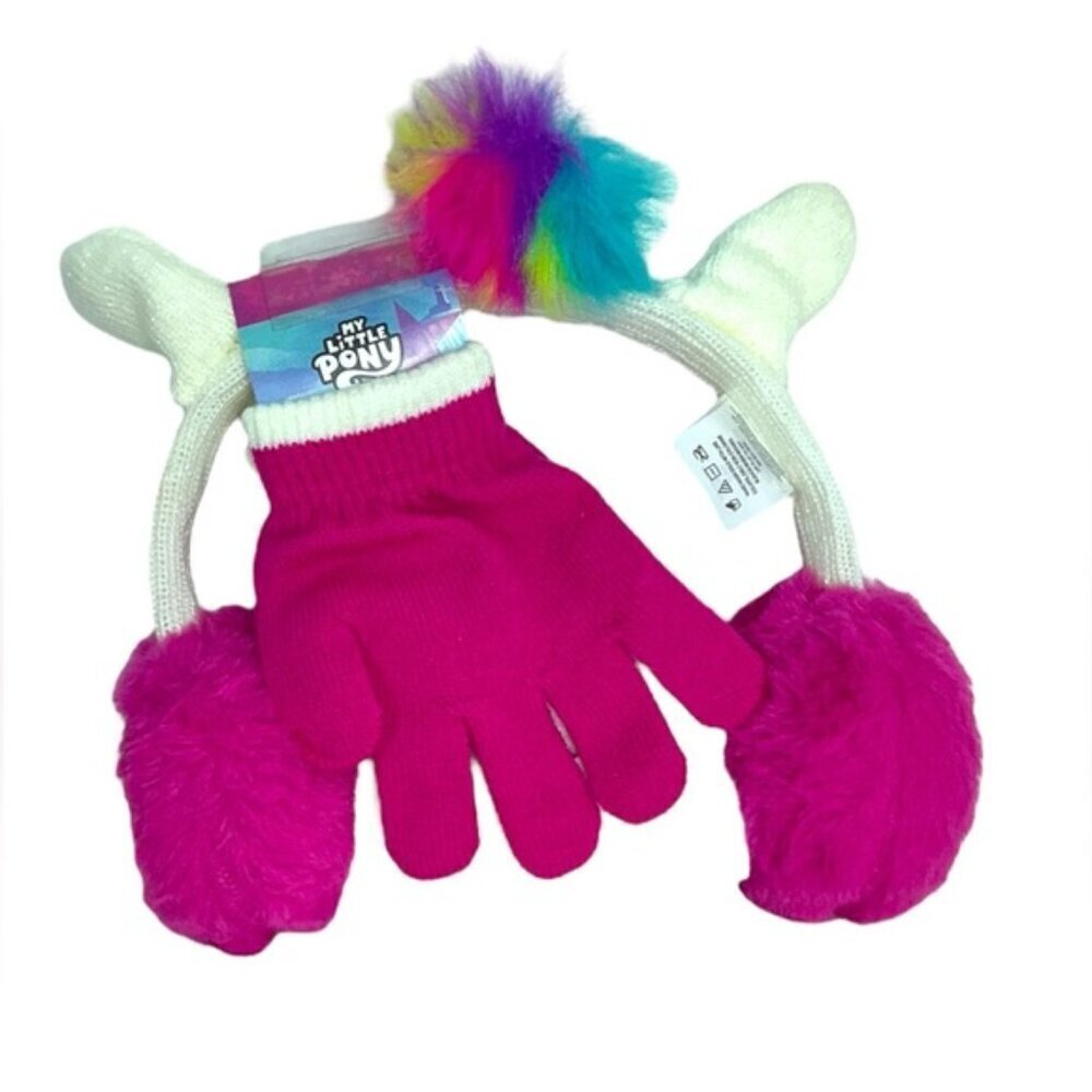 My Little Pony EarMuffs Warmer Stretchy Winter Glove Set Rainbow Pink Girls OS